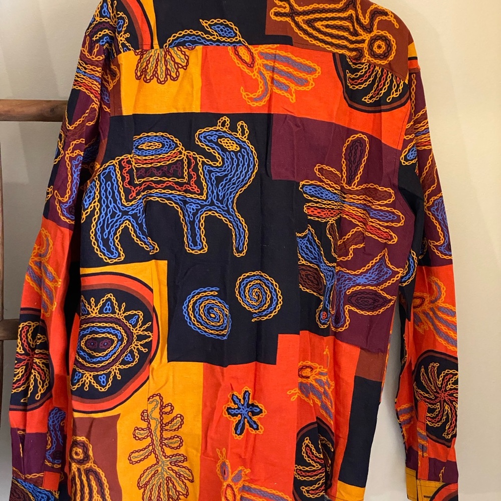 LUC MATTON Men's Bold Multi-Color Patterned Button-Up Shirt NEW - Picture 4 of 11
